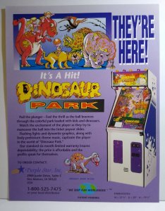 Dinosaur Park Arcade Flyer Original Boardwalk Game Room Art Promo 8.5 x 11