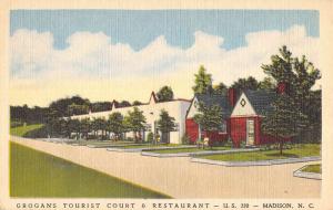 Madison North Carolina Grogans Tourist Court Street View Antique Postcard K90753