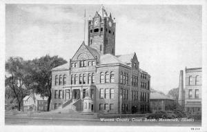 Monmouth Illinois Warren Court House Street View Antique Postcard K43785