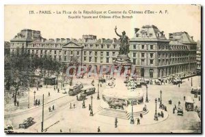 Old Postcard Paris Place de la Republique and Barracks of the Chateau d'Eau