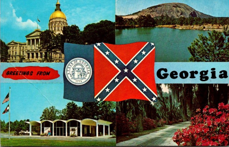 Georgia Greetings With Confederate Flag State Capitol Stone Mountain and More