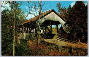 Vtg Lyndon Vermont VT Old Covered Bridge Chrome View Postcard