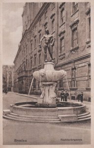 AK Breslau Wroclaw Schlesien Polen Fechterbrunnen Statue Postcard