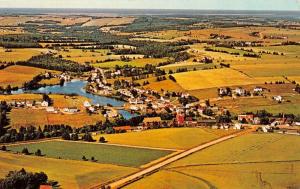 HUNTER RIVER, Prince Edward Island Canada VILLAGE BIRDS EYE VIEW Chrome Postcard