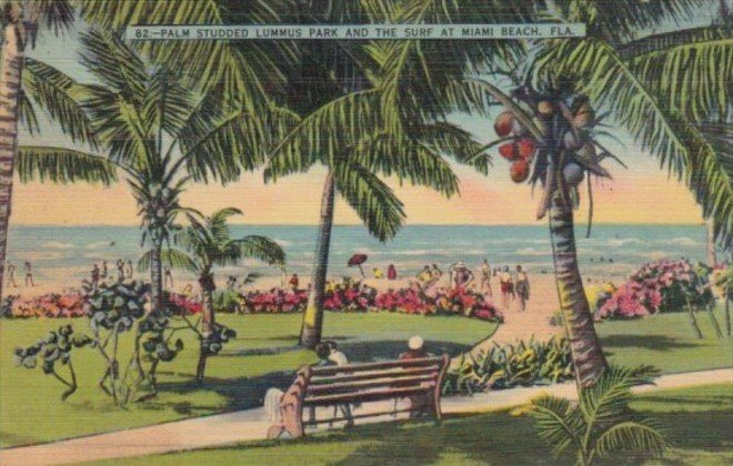 Florida Miami Beach Palm Studded Lummus Park & Surf