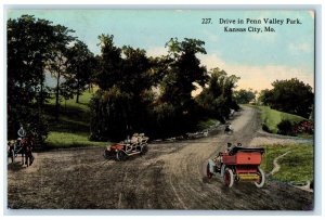 1913 Drive Penn Valley Park Classic Cars Kansas City Missouri Vintage Postcard