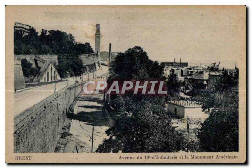 Brest - 19 Avenue of Infantry and American Monument - Old Postcard