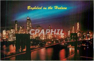 Postcard Modern Baghdad on the Hudson New York Cit Brooklyn Bridge in the for...