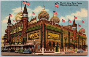 Vtg Mitchell South Dakota SD World's Only Corn Palace 1950s Linen View Postcard