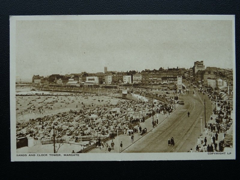 Kent MARGATE Sands & Clock Tower - Old Postcard by A.H.& S. LP