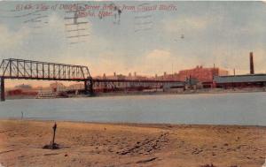 COUNCIL BLUFFS NEBRASKA VIEW OF DOUGLAS ST BRIDGE IN OMAHA POSTCARD 1922 PSTMK