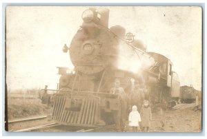 c1910's Locomotive Train Railroad Cedar Rapids Iowa IA RPPC Photo Postcard