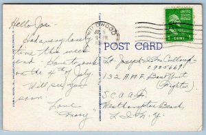 1944 GREETINGS FROM WILDWOOD NEW JERSEY*WWII*CURT TEICH VINTAGE LINEN POSTCARD