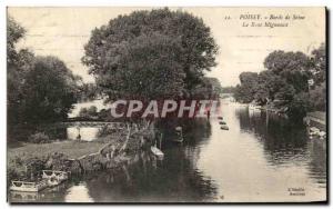 Old Postcard Poissy Bords De Seine Le Bras Migneaux