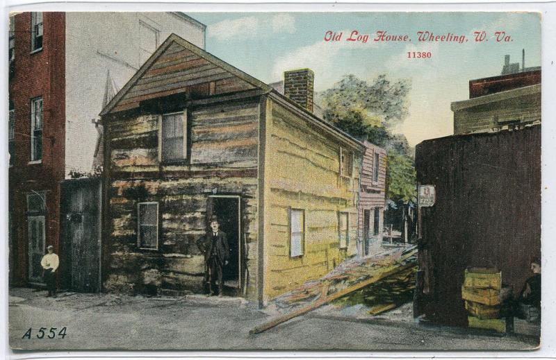 Old Log House Wheeling West Virginia 1910c postcard