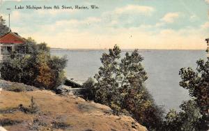 Racine Wisconsin~8th Street View of Lake Michigan~Pavilion on Hillside~1910 Pc