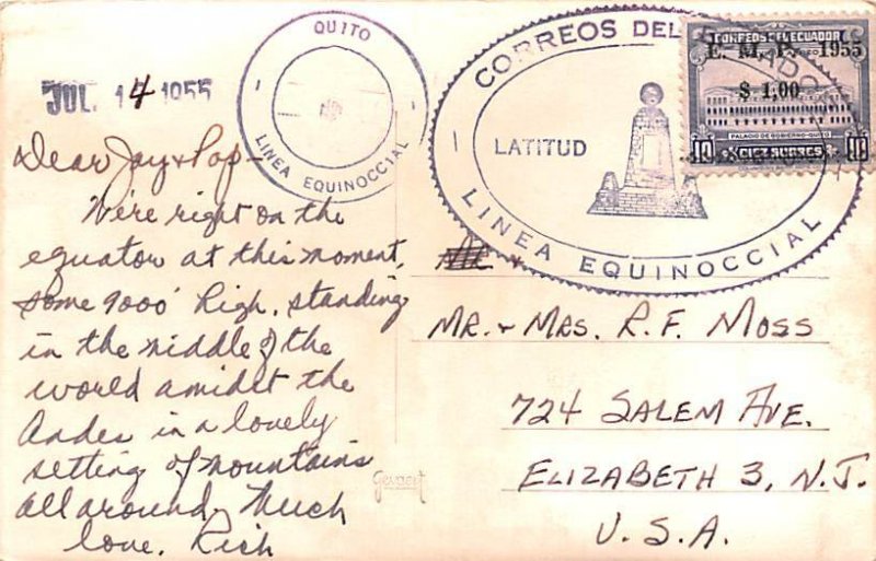 Monumento Ecuational Ecuador, Republica del Ecuador 1955 