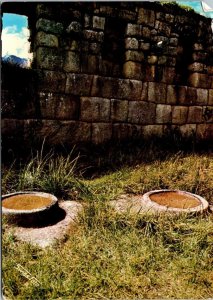 VINTAGE CONTINENTAL SIZE POSTCARD ROOM OF THE MORTARS AT MACHUPICCHU PERU 1977