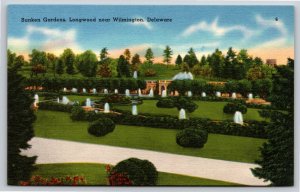 Wilmington Delaware~Sunken Longwood Botanical Gardens~Vintage Linen Postcard