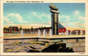 Vtg 1930s The Rocks Christiana Park Wilmington Delaware DE Linen Postcard