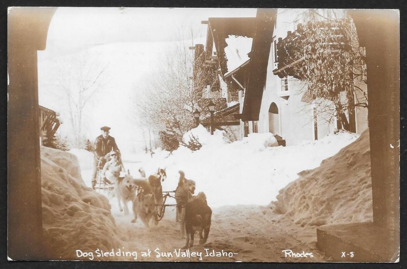 Dog Sledding at Sun Valley Idaho RPPC Used c1953