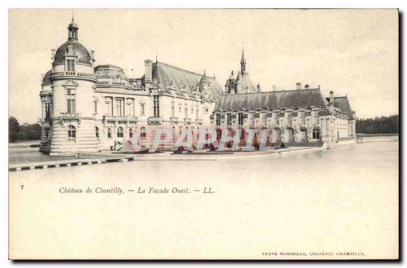 Old Postcard Chateau de Chantilly The West Facade