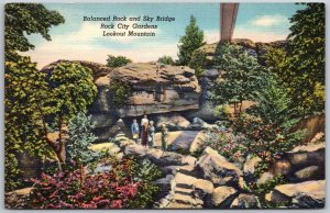 Vtg Balanced Rock & Sky Bridge Rock City Gardens Lookout Mountain TN Postcard