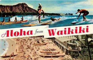 HI, Waikiki, Hawaii, Beach Scene, Water Sports, Muulti View, H.S. Crocker