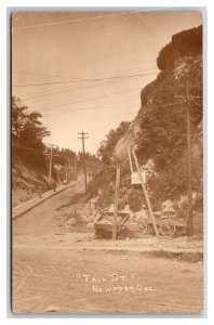 RPPC Fall Street View Crashed Delivery Carts Newport Oregon OR UNP Postcard V8