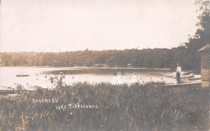 J40/ Tippecanoe Lake Indiana RPPC Postcard c1910 Leesburg Baughers Boats 34
