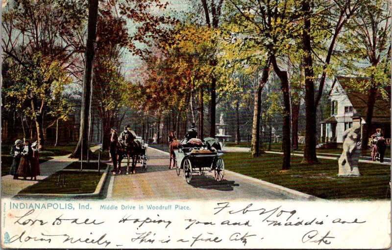 Tucks 2122 Indianapolis IN, Middle Drive in Woodruff Place Vtg Postcard O42