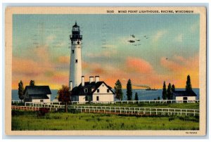 1955 Wind Point Lighthouse Exterior Tower Racine Wisconsin WI Vintage Postcard