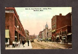 MA Maine St Street Florence Marlboro Mass Massachusetts Postcard Horse Buggy