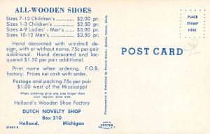 Dutch Novelty Shop Holland Michigan All Wooden Shoes Postcard