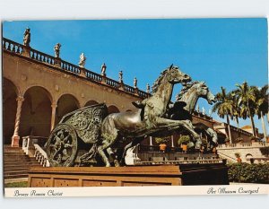 Postcard Bronze Roman Chariot, Art Museum Courtyard, Sarasota, Florida