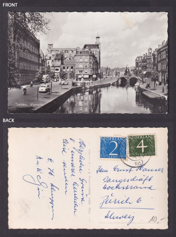 Vintage Postcard Netherlands Leiden Fish market