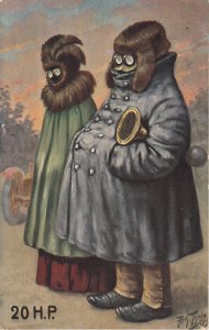 Illustrator Arthur THIELE serie 916 20 H.P. postcard automobile parts 1911