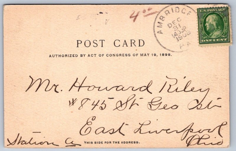 K43/ Ambridge Pennsylvania Postcard c1910 Merchant Stret Stores Coca-Cola 390