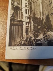 Antique Wall St. N.Y. City Postcard No. 306, National Art Views Co N.Y. City