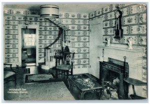 c1910's Whitehall Inn & Restaurant Fire Place Curve Stairs Camden Maine Postcard