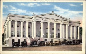 Macon Georgia GA City Hall 1940s Linen Postcard