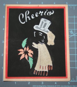 VINTAGE 1940s WWII ERA Christmas Greeting Card Art Deco CHEERIO Man In Top Hat