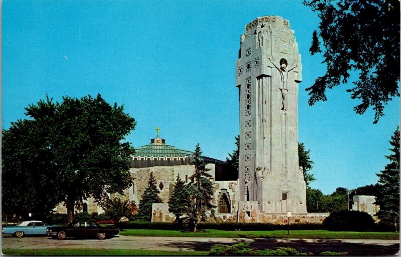 Vtg Royal Oak Michigan MI Shrine of the Little Flower Catholic Church Postcard