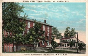 Vintage Postcard 1927 Historic Walker Taverns Cambridge Brooklyn Michigan MI