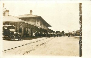 Postcard RPPC 1920s Arizona Bowie Railroad Depot occupational AZ24-2846