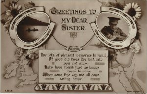 PC EGYPT, GREETINGS TO MY DEAR SISTER, Vintage REAL PHOTO Postcard (b35666)