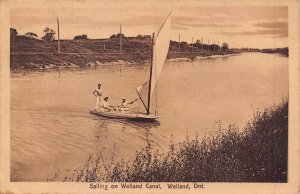 WELLAND ONTARIO CANADA~SAILING ON WELLAND CANAL~1917 PHOTO POSTCARD