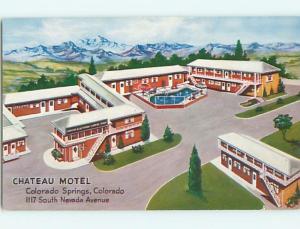 Unused 1950's CHATEAU MOTEL Colorado Springs Colorado CO u7446@