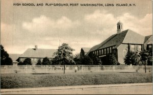 High School and Playground Port Washington Long Island NY UNP Unused Postcard C3