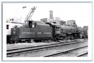 c1950's Litchfield & Madison Locomotive Train # 161 RPPC Photo Postcard